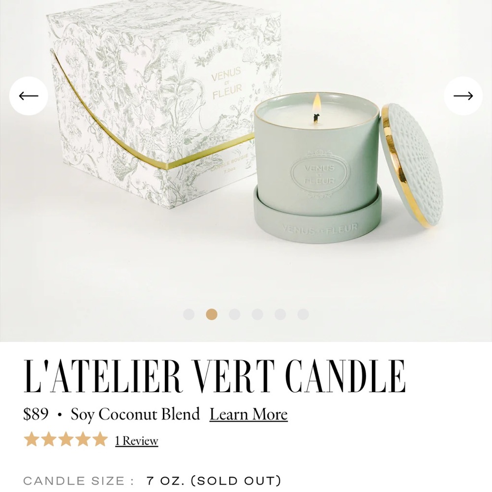 L'Atelier Vert Candle by Venus Et Fleur - Sage Green